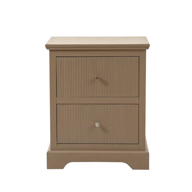 Lina Home Lindon 2 Drawer Bedside Cabinet Taupe with Nickel Handles #NJ Home Interiors#