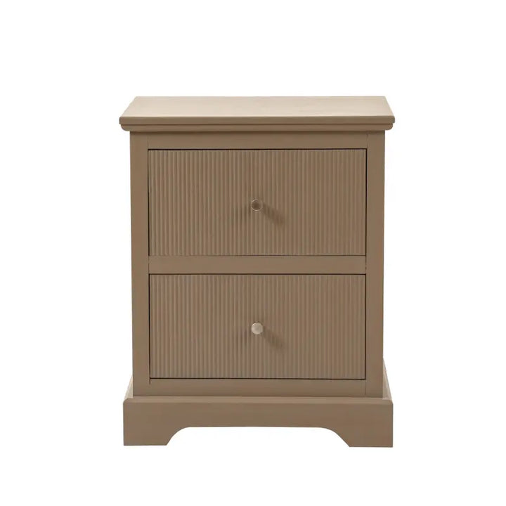 Lina Home Lindon 2 Drawer Bedside Cabinet Taupe with Nickel Handles #NJ Home Interiors#