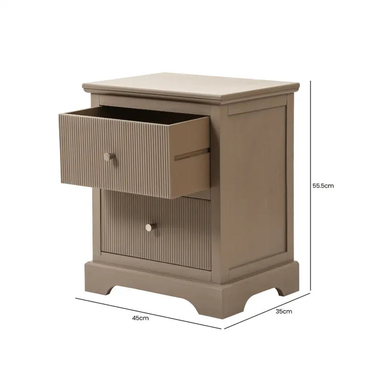 Lina Home Lindon 2 Drawer Bedside Cabinet Taupe with Nickel Handles #NJ Home Interiors#