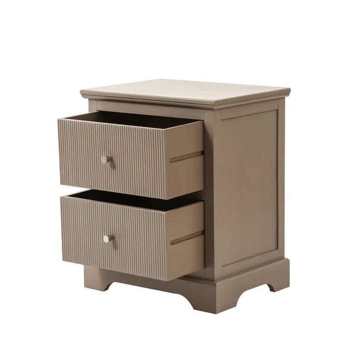 Lina Home Lindon 2 Drawer Bedside Cabinet Taupe with Nickel Handles #NJ Home Interiors#