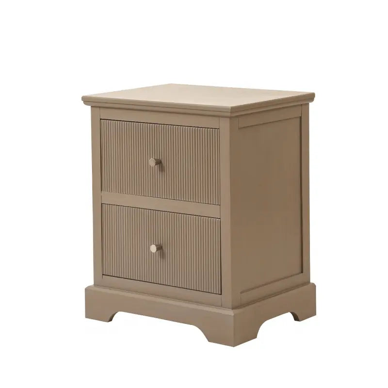 Lina Home Lindon 2 Drawer Bedside Cabinet Taupe with Nickel Handles #NJ Home Interiors#
