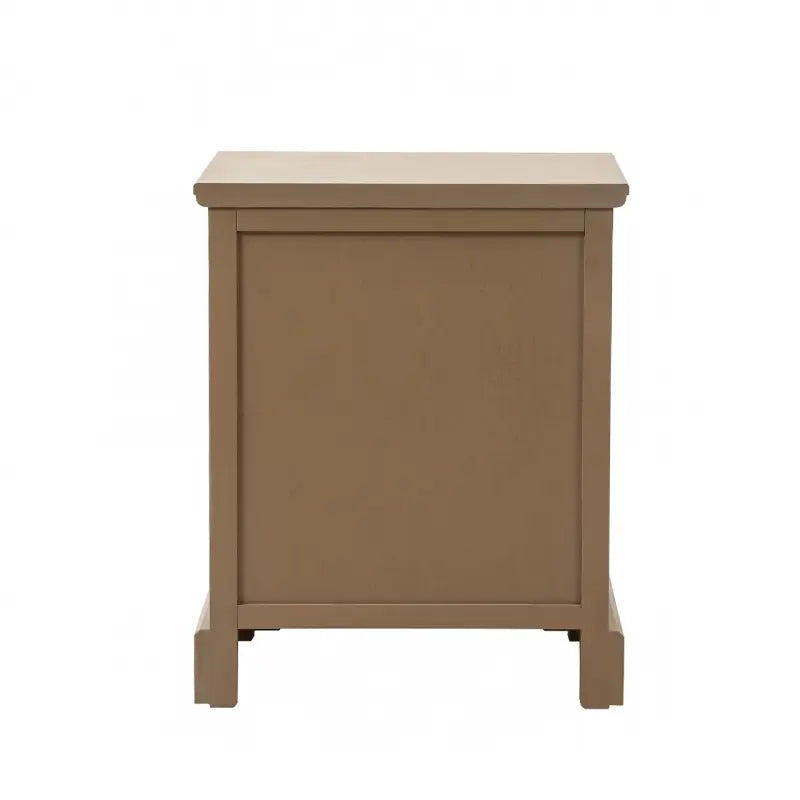 Lina Home Lindon 2 Drawer Bedside Cabinet Taupe with Nickel Handles #NJ Home Interiors#