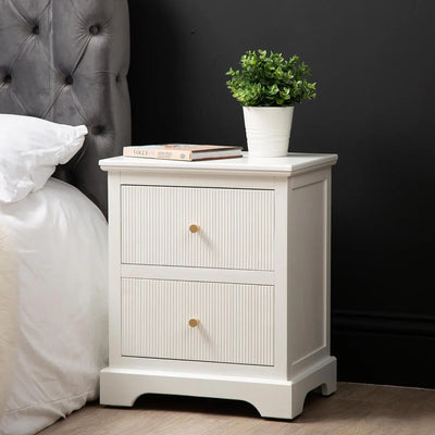 Lina Home Lindon 2 Drawer Bedside Cabinet White with Gold Handles #NJ Home Interiors#