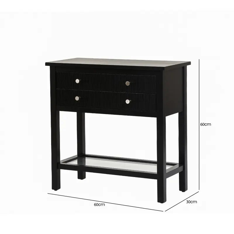 Lina Home Lindon Black 2 Drawer Bedside Cabinet with Glass Shelf #NJ Home Interiors#