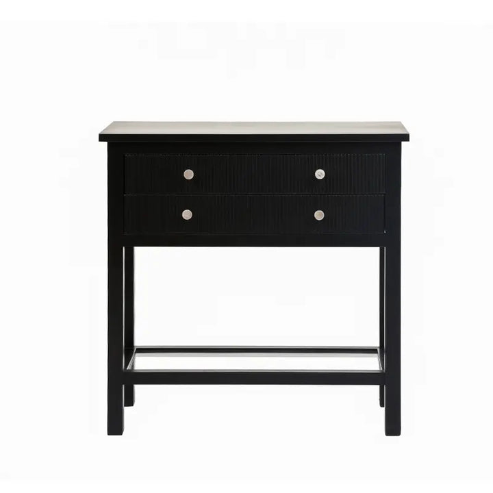 Lina Home Lindon Black 2 Drawer Bedside Cabinet with Glass Shelf #NJ Home Interiors#