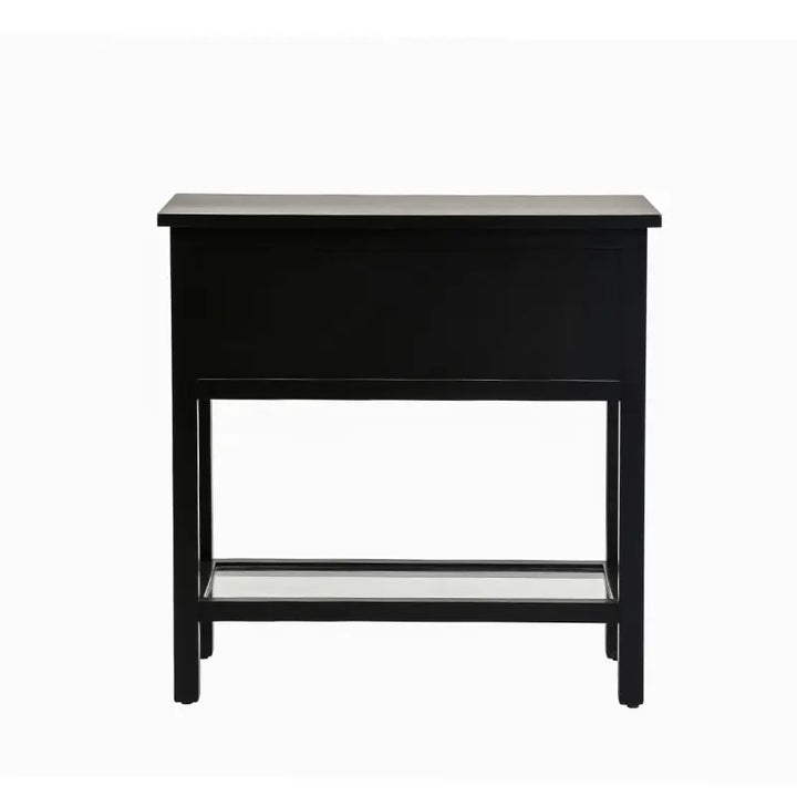 Lina Home Lindon Black 2 Drawer Bedside Cabinet with Glass Shelf #NJ Home Interiors#