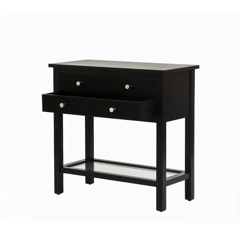 Lina Home Lindon Black 2 Drawer Bedside Cabinet with Glass Shelf #NJ Home Interiors#