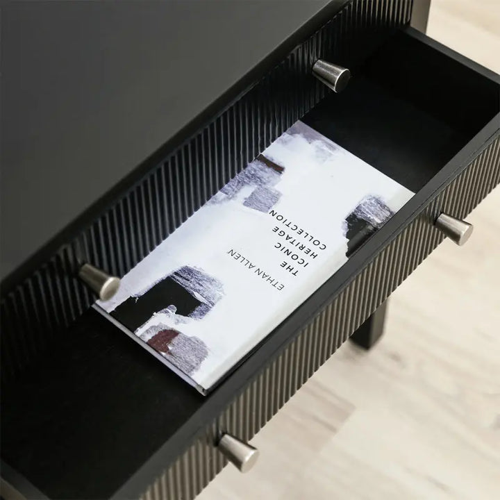 Lina Home Lindon Black 2 Drawer Bedside Cabinet with Glass Shelf #NJ Home Interiors#