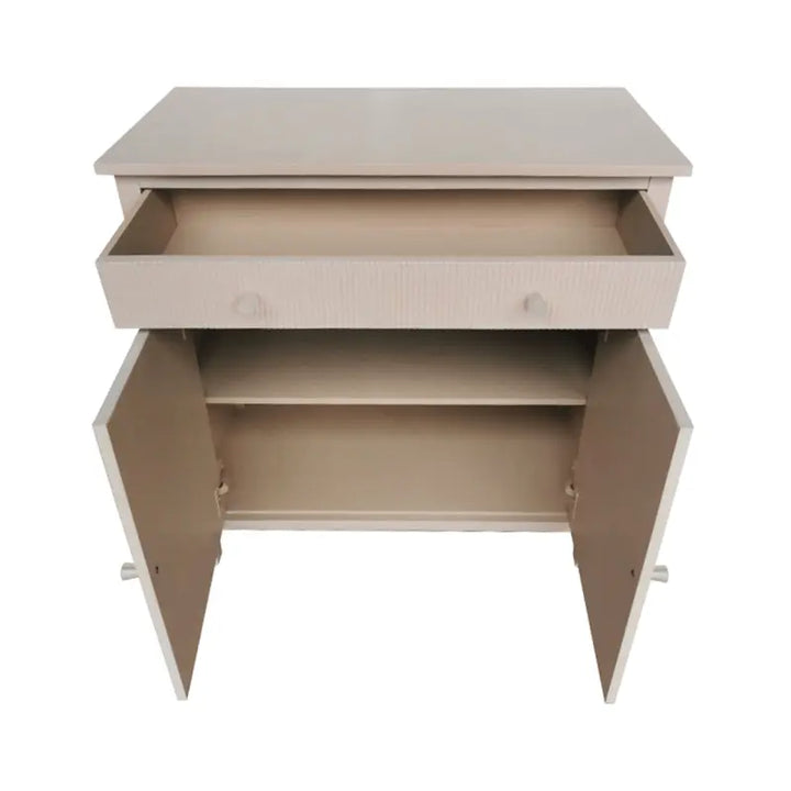 Lindon 1 Drawer 2 Door Chest Taupe with Nickel Handles #NJ Home Interiors#