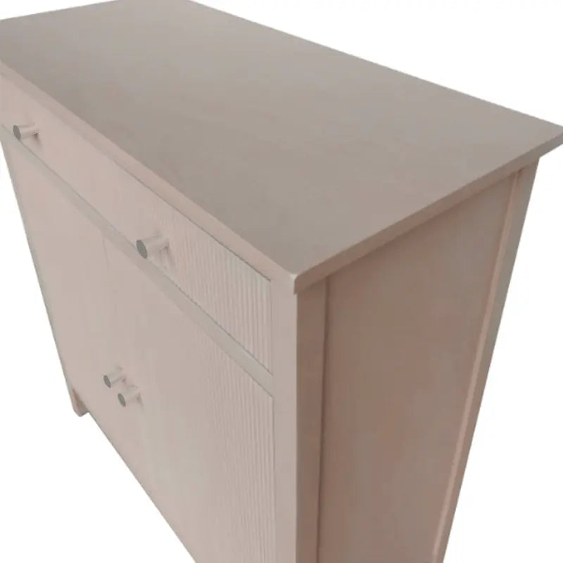 Lindon 1 Drawer 2 Door Chest Taupe with Nickel Handles #NJ Home Interiors#
