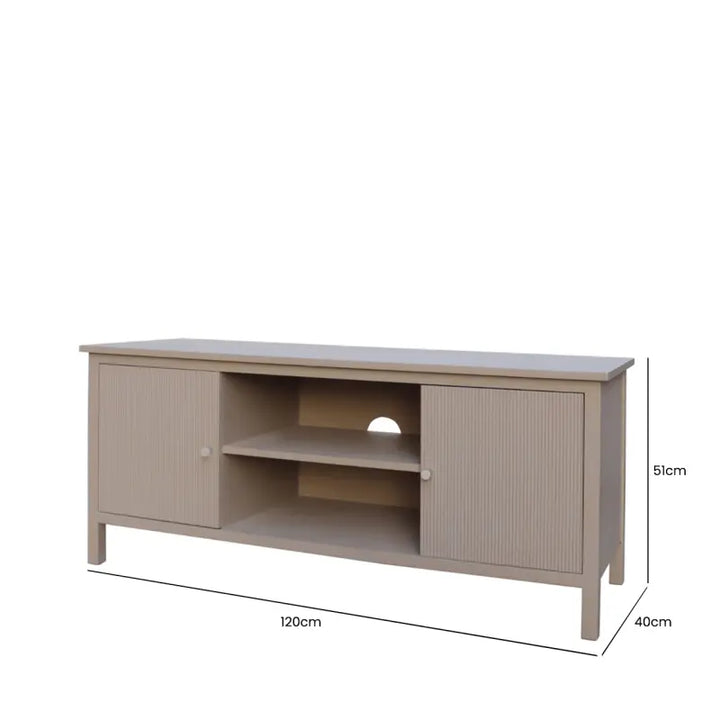 Lindon 2 Door Entertainment Unit Taupe with Nickel Handles #NJ Home Interiors#