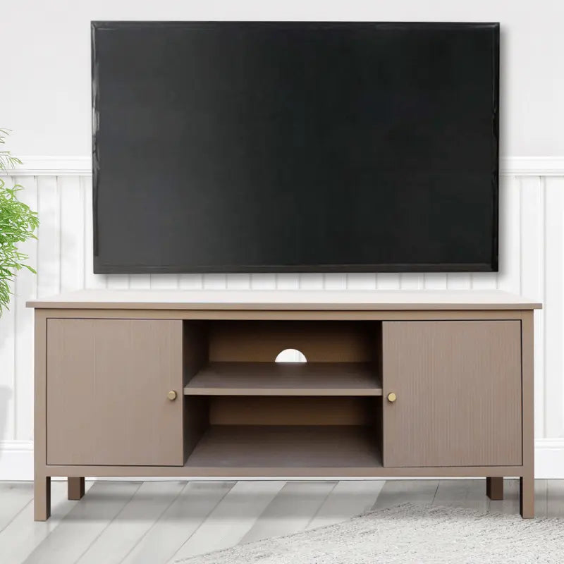 Lindon 2 Door Entertainment Unit Taupe with Nickel Handles #NJ Home Interiors#
