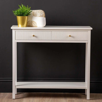 Lindon 2 Drawer Console Table in White #NJ Home Interiors#
