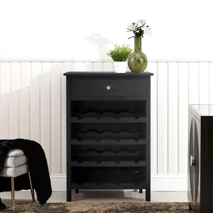 Lindon Black 1 Drawer Wine Rack Storage Cabinet #NJ Home Interiors#