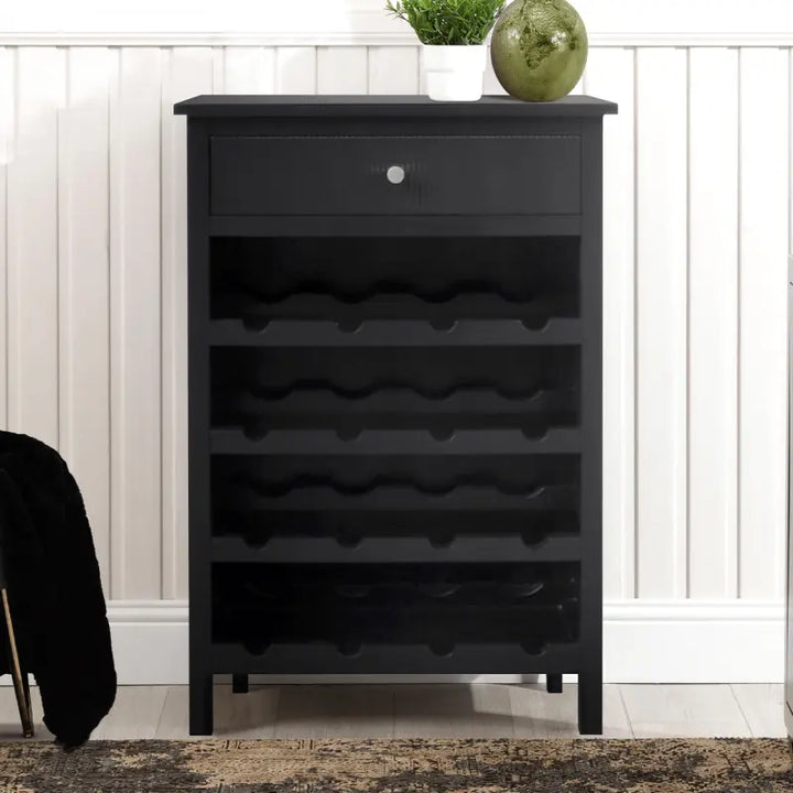 Lindon Black 1 Drawer Wine Rack Storage Cabinet #NJ Home Interiors#
