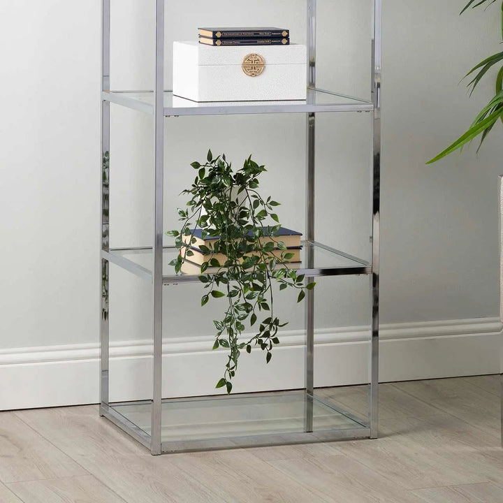 Logan 151.5cm Chrome and Glass 4 Tier Rectangular Display Unit #NJ Home Interiors#