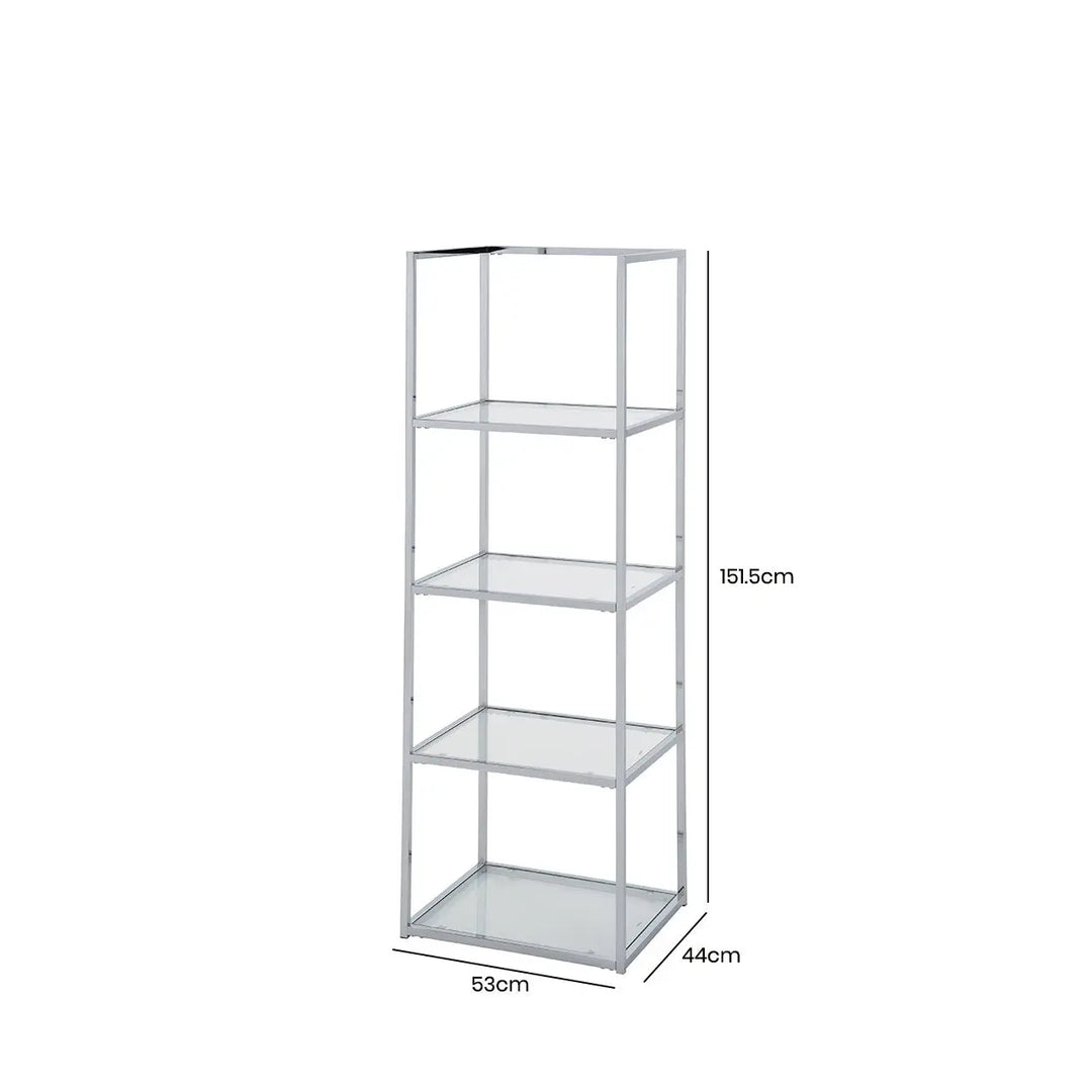Logan 151.5cm Chrome and Glass 4 Tier Rectangular Display Unit #NJ Home Interiors#