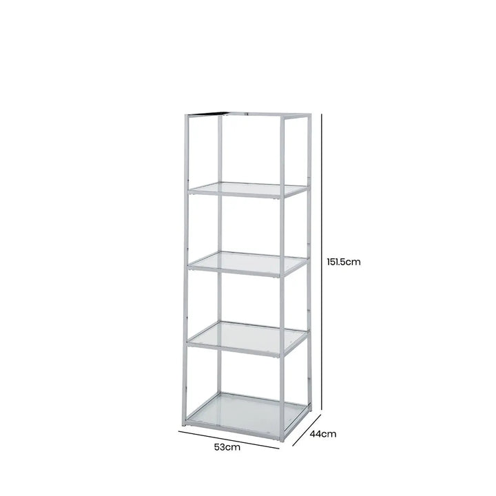 Logan 151.5cm Chrome and Glass 4 Tier Rectangular Display Unit #NJ Home Interiors#