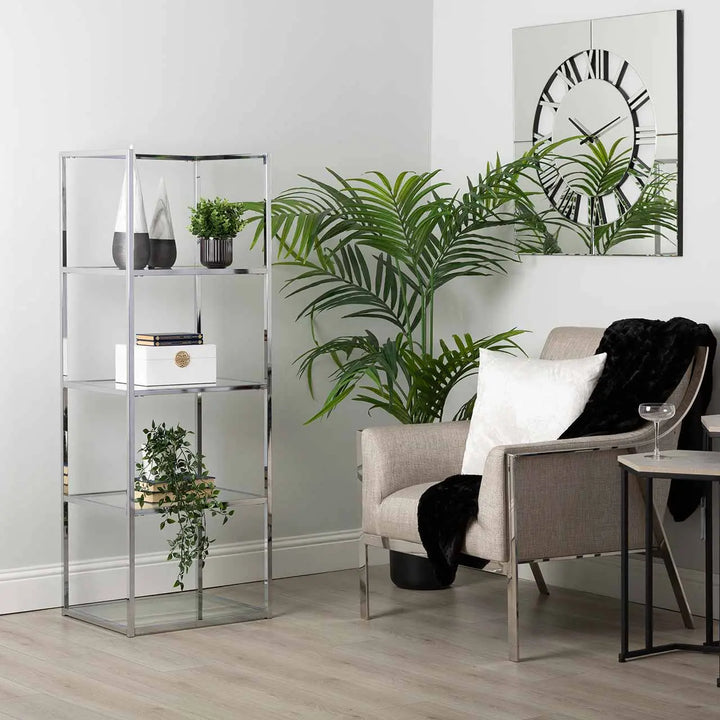 Logan 151.5cm Chrome and Glass 4 Tier Rectangular Display Unit #NJ Home Interiors#