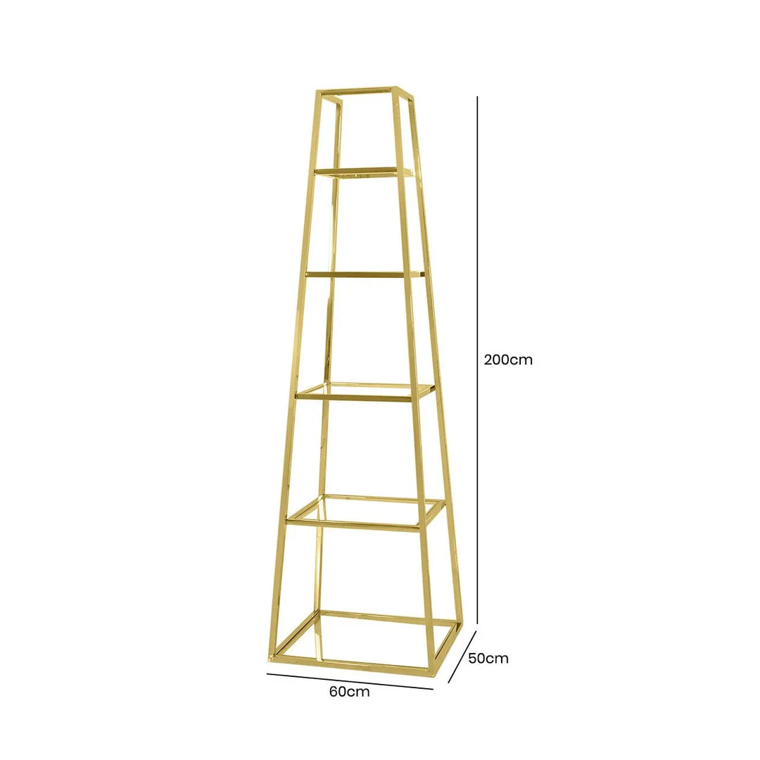 Logan Gold & Clear Glass 5 Tier Ladder Display Unit #NJ Home Interiors#