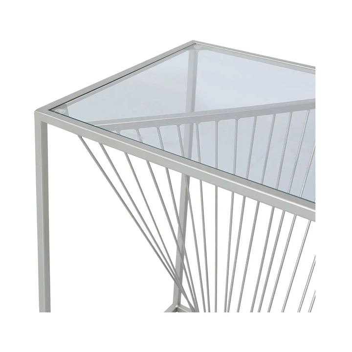 Luna Silver Metal End Table Clear Glass Top #NJ Home Interiors#