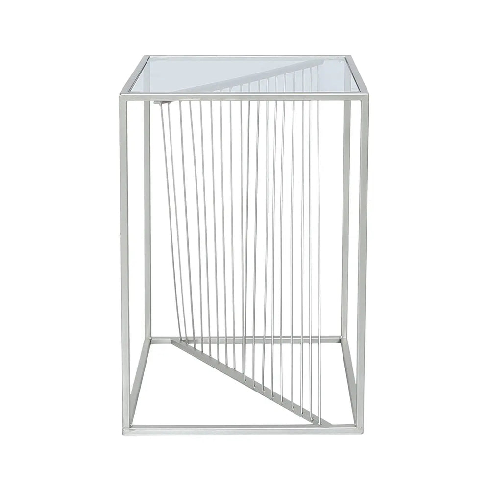Luna Silver Metal End Table Clear Glass Top #NJ Home Interiors#