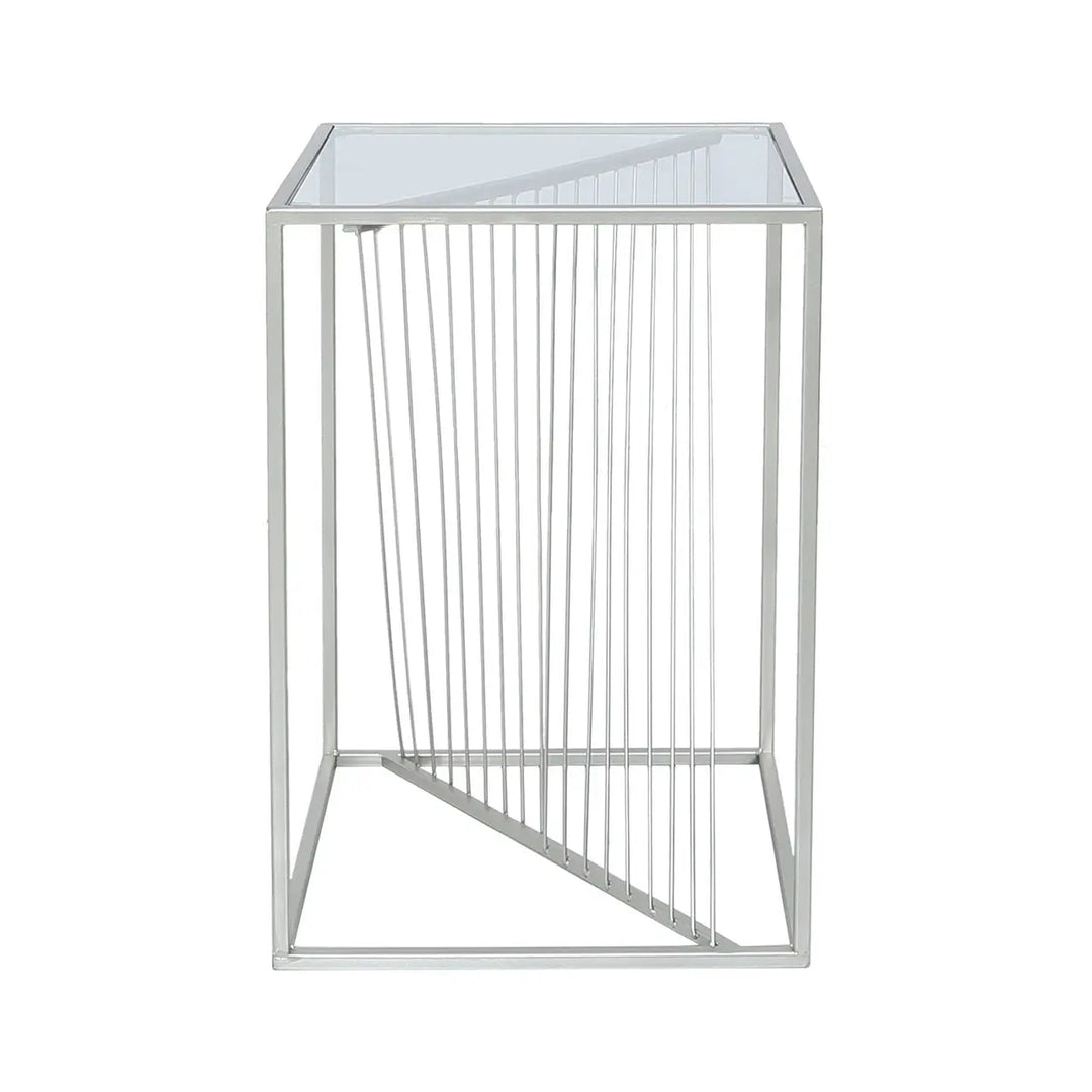 Luna Silver Metal End Table Clear Glass Top #NJ Home Interiors#