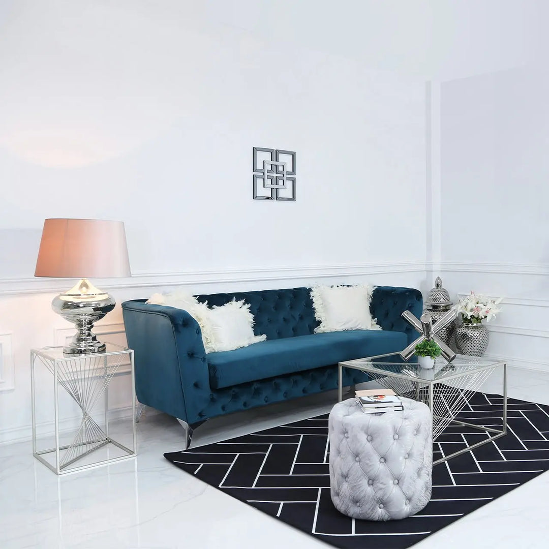 Luna Silver Metal End Table Clear Glass Top #NJ Home Interiors#