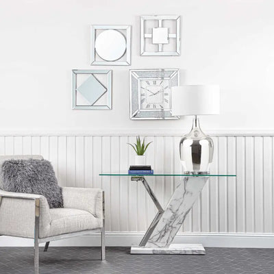 Lusso Console Table White Marble and Chrome #NJ Home Interiors#