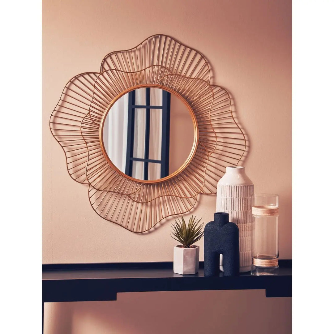 Madora Gold Flower Wall Mirror #NJ Home Interiors#