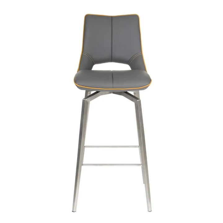 Mako Swivel Leather Effect Graphite Grey Bar Chair - NJ Home Interiors