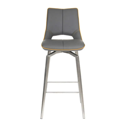 Mako Swivel Leather Effect Graphite Grey Bar Chair - NJ Home Interiors
