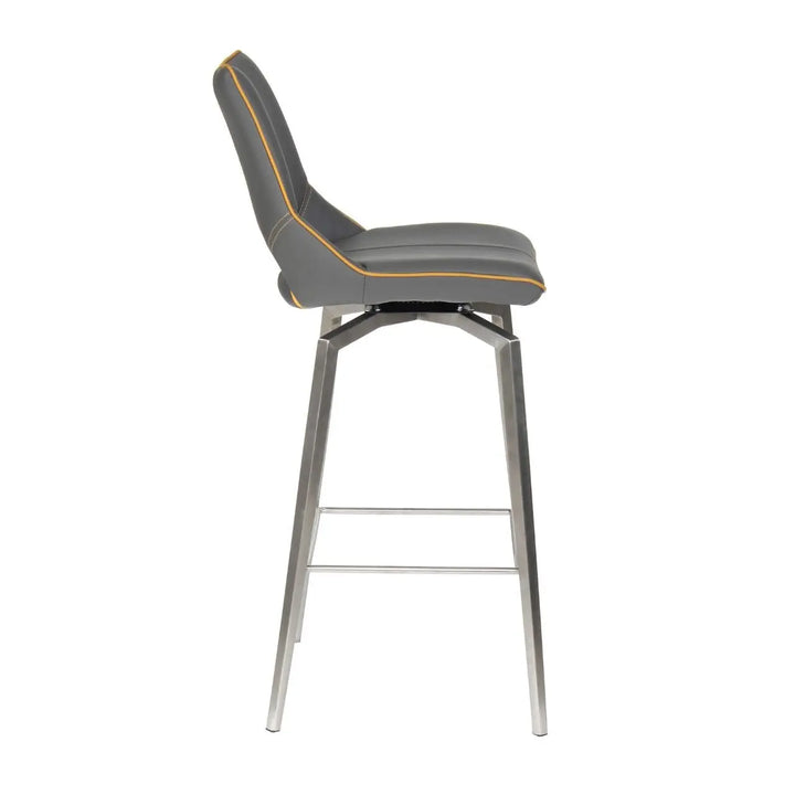 Mako Swivel Leather Effect Graphite Grey Bar Chair - NJ Home Interiors