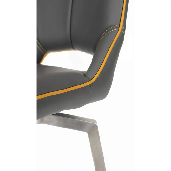 Mako Swivel Leather Effect Graphite Grey Bar Chair - NJ Home Interiors