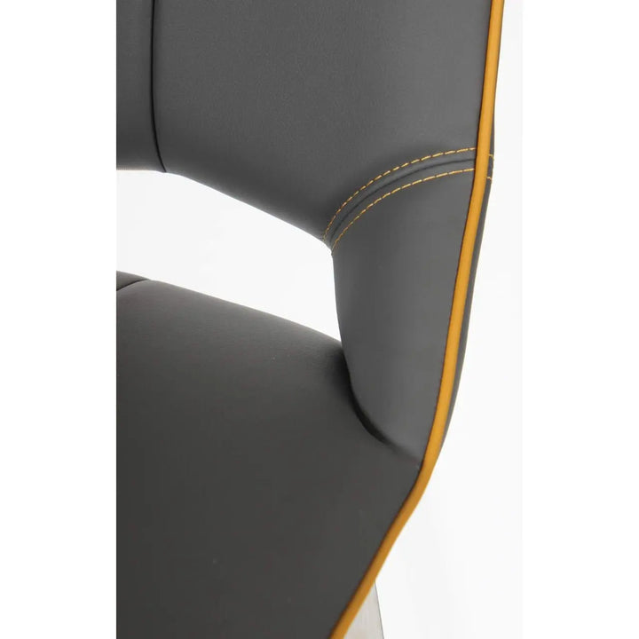 Mako Swivel Leather Effect Graphite Grey Bar Chair - NJ Home Interiors
