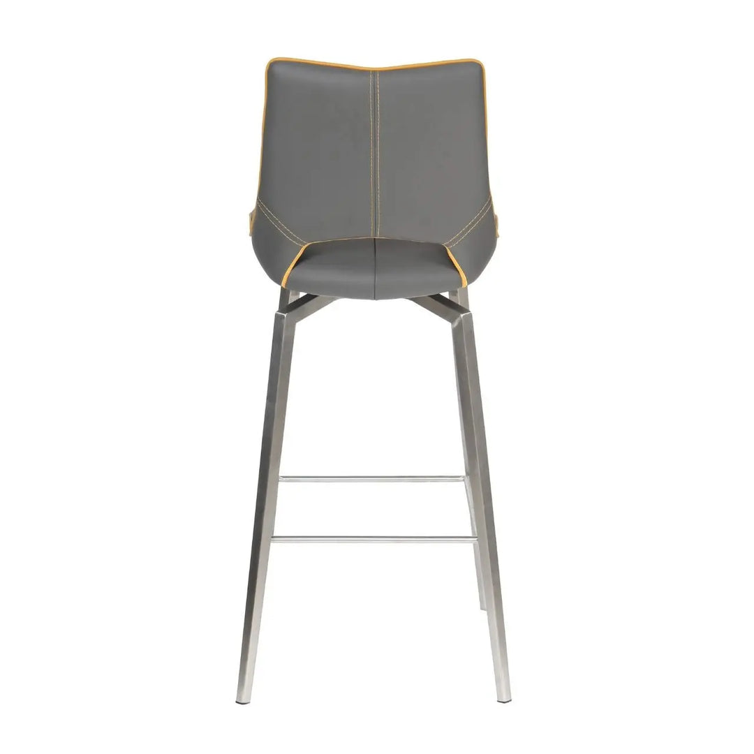 Mako Swivel Leather Effect Graphite Grey Bar Chair - NJ Home Interiors