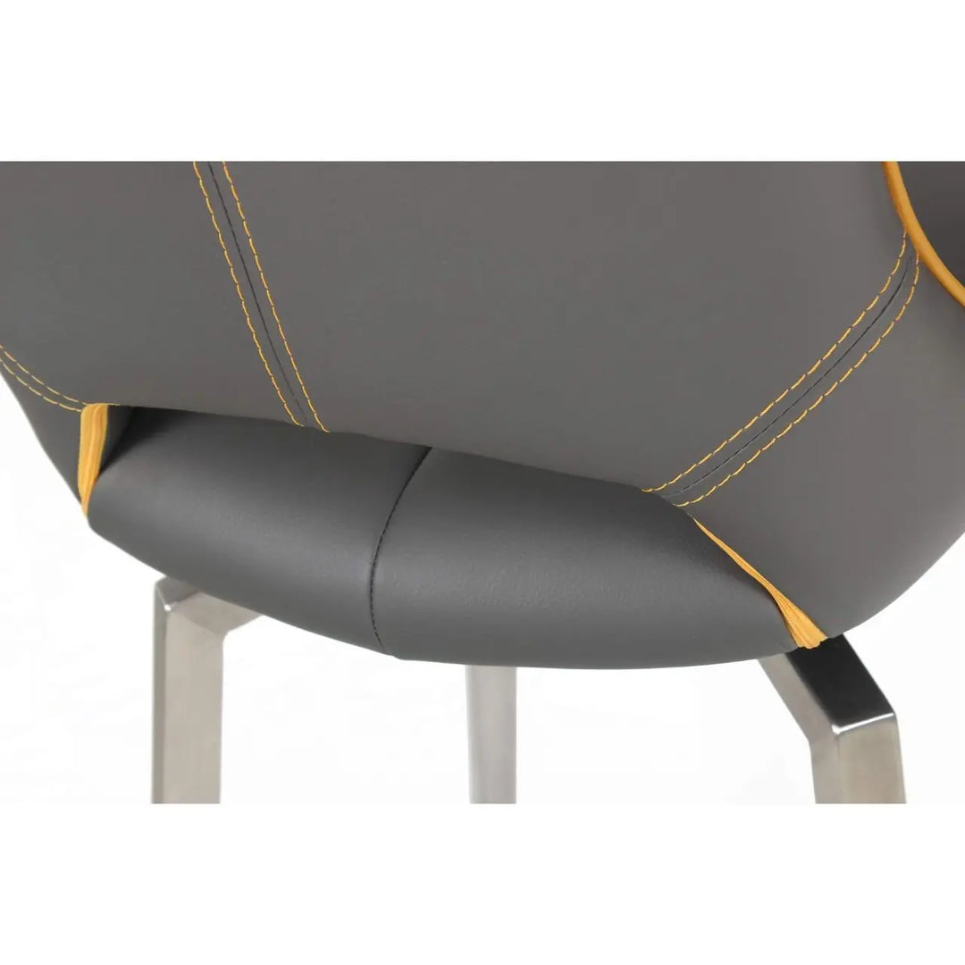 Mako Swivel Leather Effect Graphite Grey Bar Chair - NJ Home Interiors