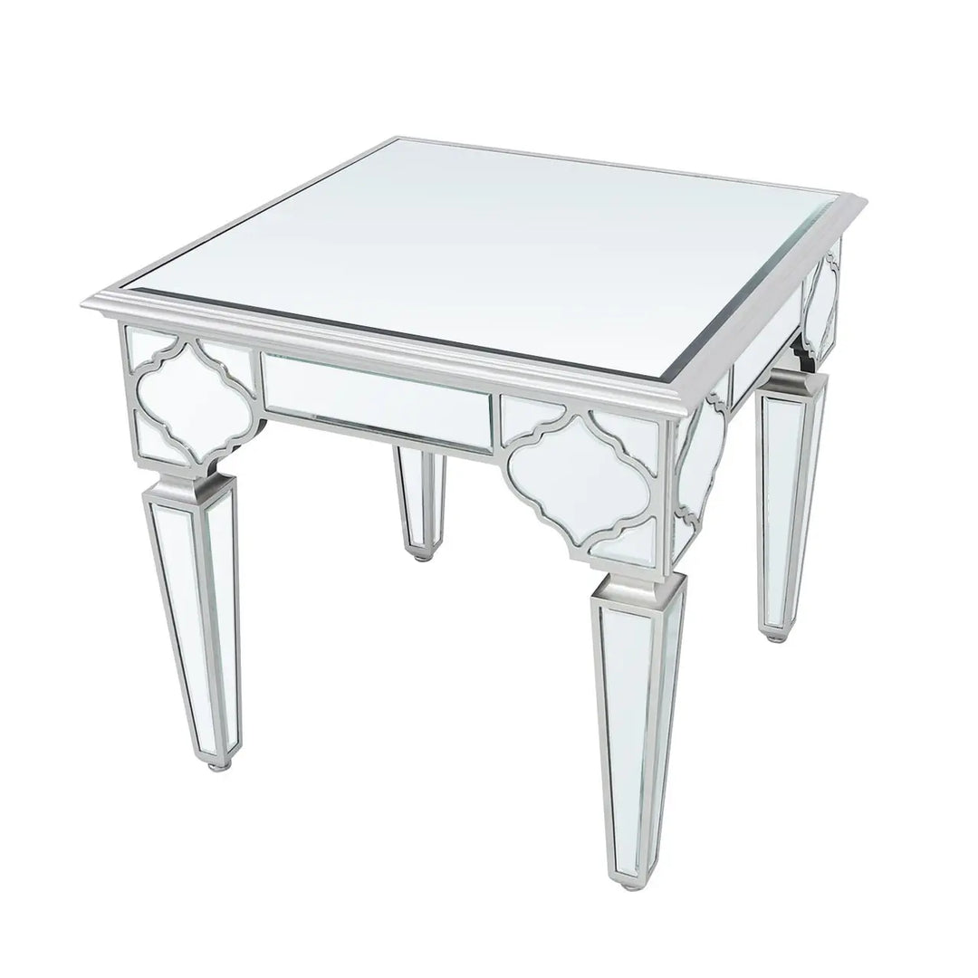 Marrakech Mirror End Table in Silver #NJ Home Interiors#