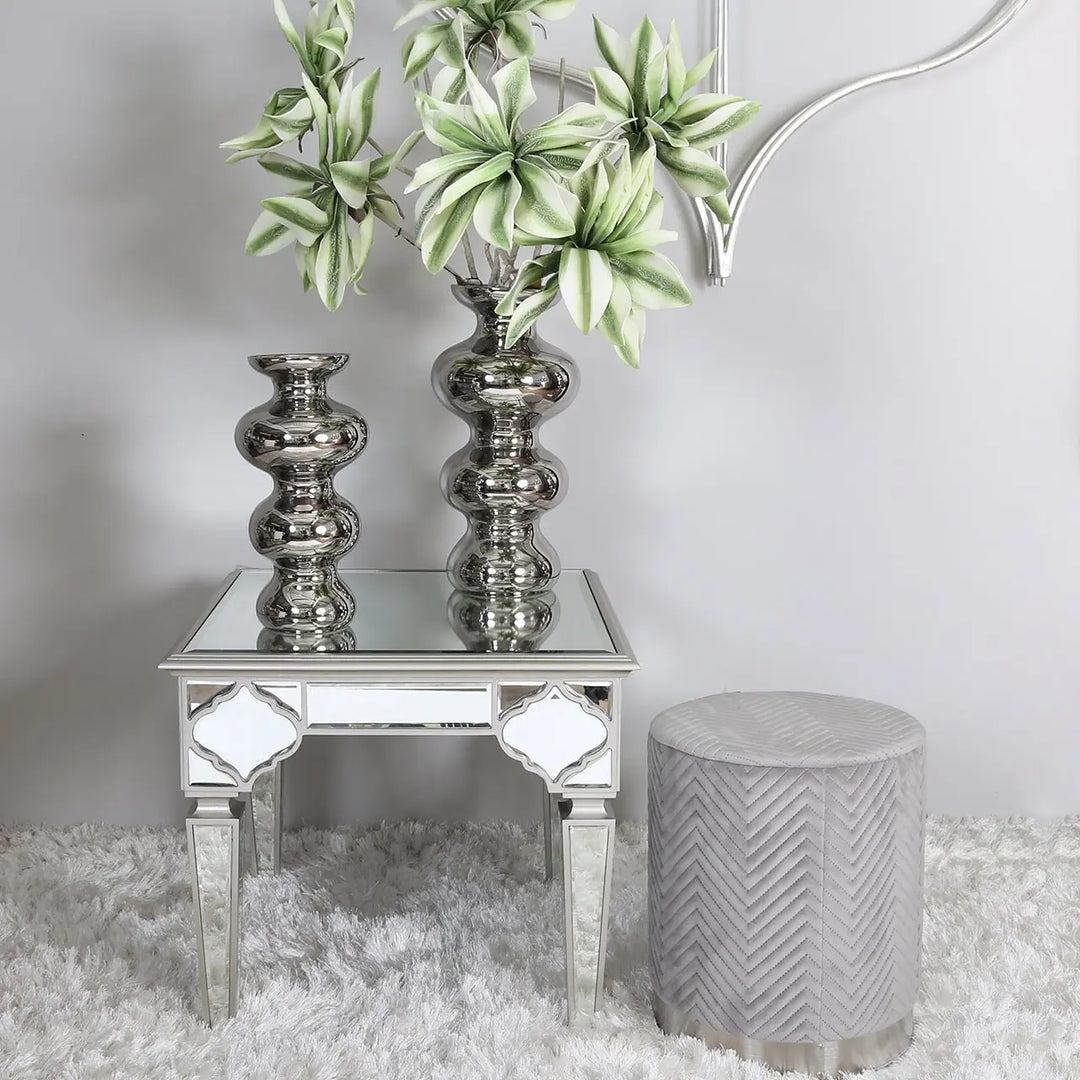Marrakech Mirror End Table in Silver #NJ Home Interiors#