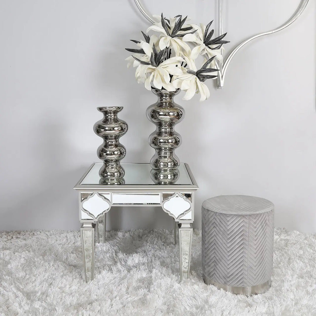 Marrakech Mirror End Table in Silver #NJ Home Interiors#