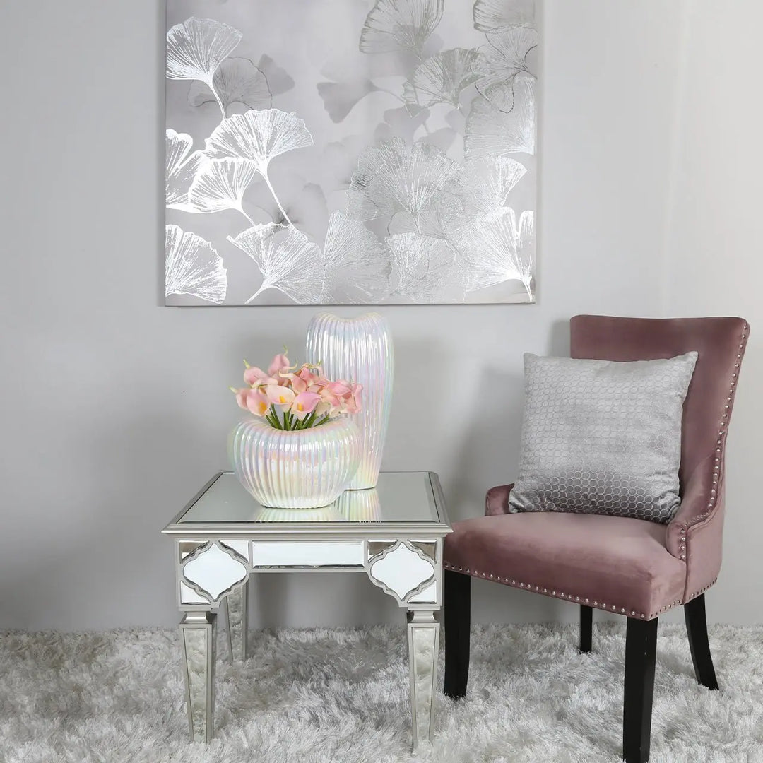 Marrakech Mirror End Table in Silver #NJ Home Interiors#