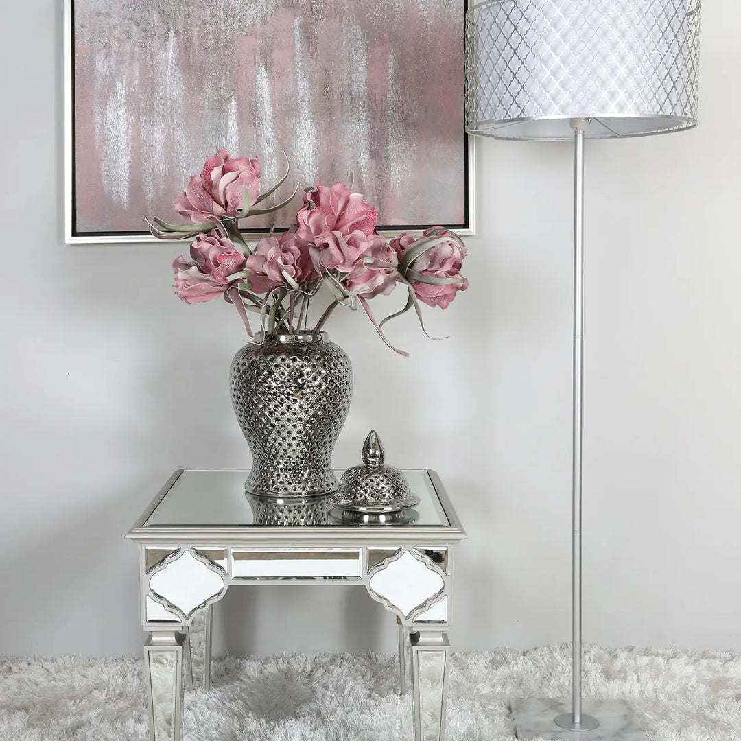 Marrakech Mirror End Table in Silver #NJ Home Interiors#