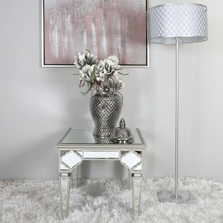 Marrakech Mirror End Table in Silver #NJ Home Interiors#