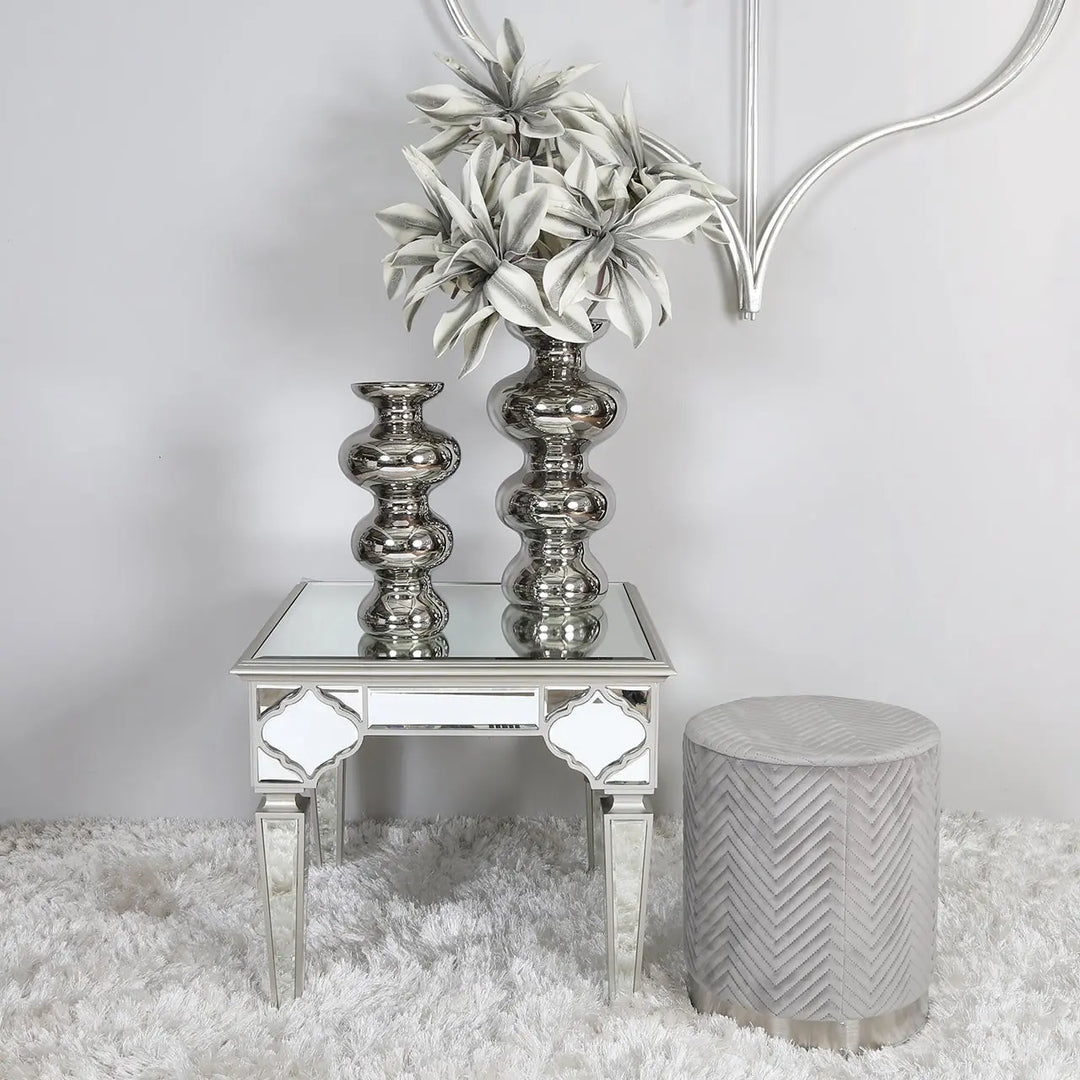 Marrakech Mirror End Table in Silver #NJ Home Interiors#