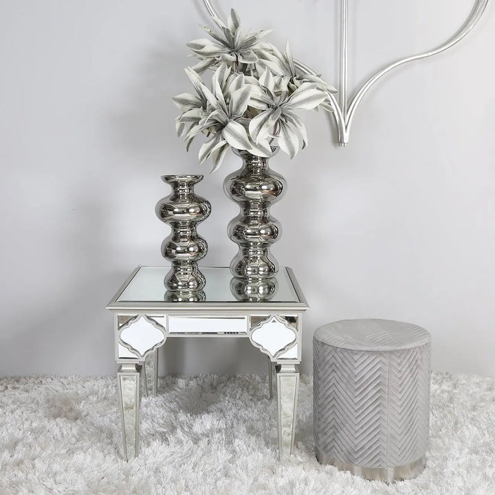 Marrakech Mirror End Table in Silver #NJ Home Interiors#