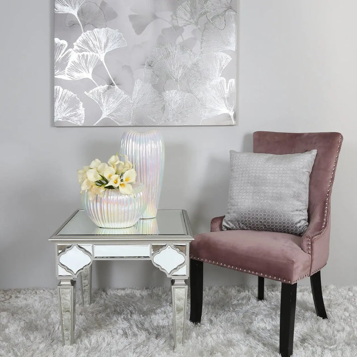 Marrakech Mirror End Table in Silver #NJ Home Interiors#