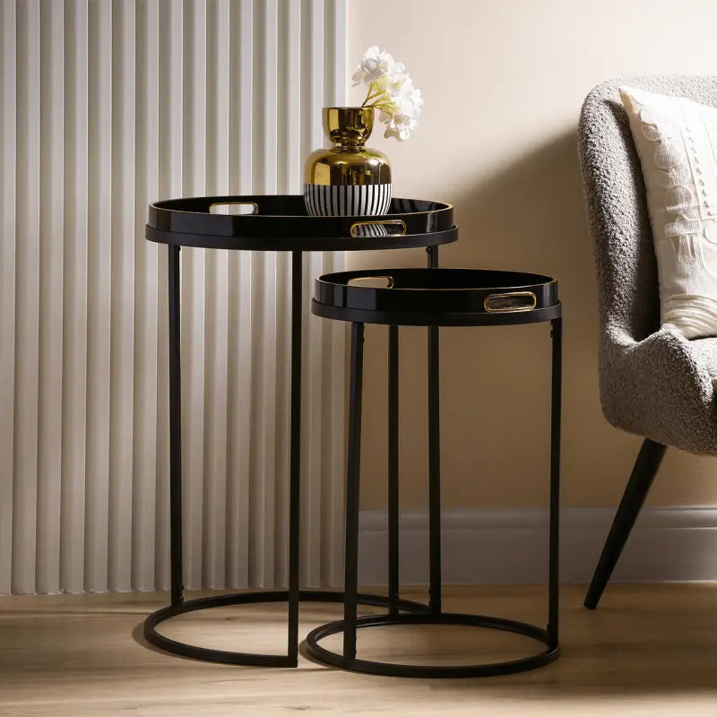 Olin Set of 2 Nesting Tables Black and Gold #NJ Home Interiors#