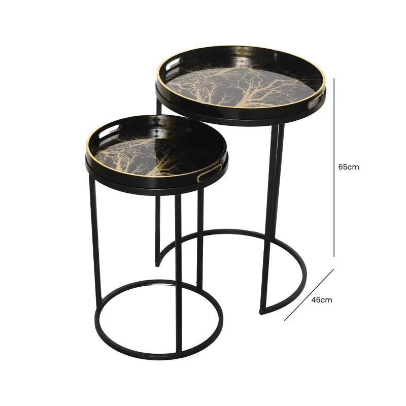 Olin Set of 2 Nesting Tables Black and Gold #NJ Home Interiors#