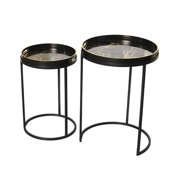 Olin Set of 2 Nesting Tables Black and Gold #NJ Home Interiors#