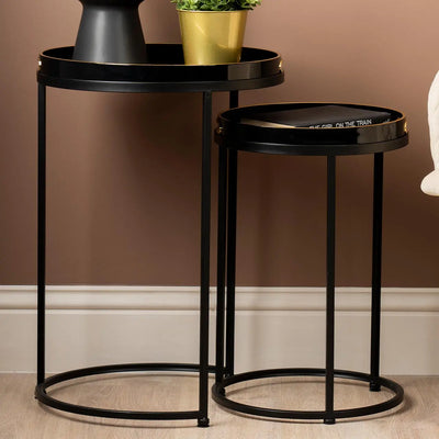 Olin Set of 2 Nesting Tables Red and Black #NJ Home Interiors#